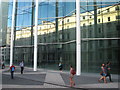 Reflections in the wall of Imperial College in Exhibition Road