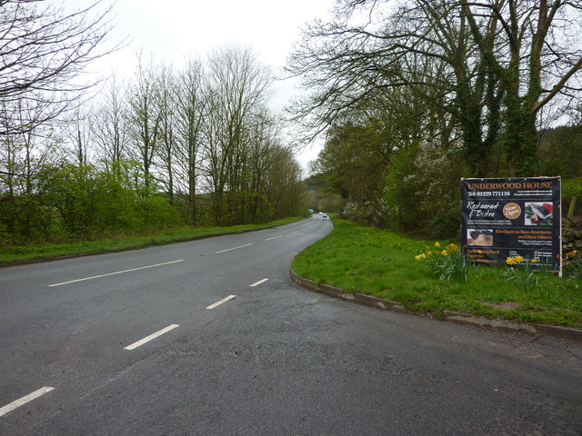A5093 at the entrance to Underwood House, The Hill, Millom
