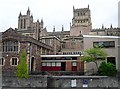 ST5872 : School buildings and Cathedral from Anchor Road by Rose and Trev Clough