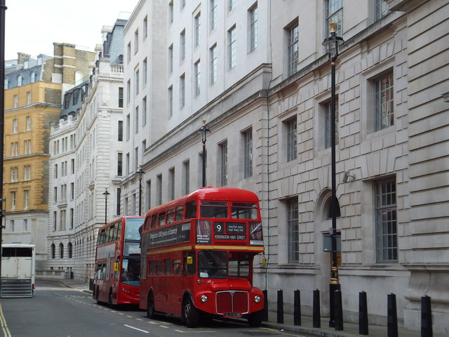 Number 9 Routemaster Bus in Old Scotland Yard