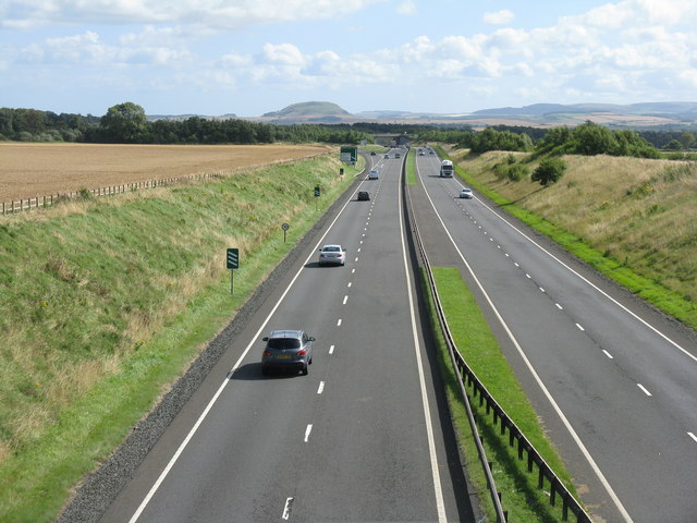 The A1 west of Haddington © M J Richardson :: Geograph Britain and Ireland