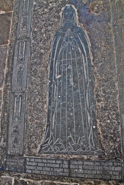 Brass of Maude, Lady Willoughby, Holy Trinity, Tattershall