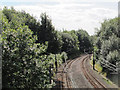 Tram tracks leaving Bury terminus