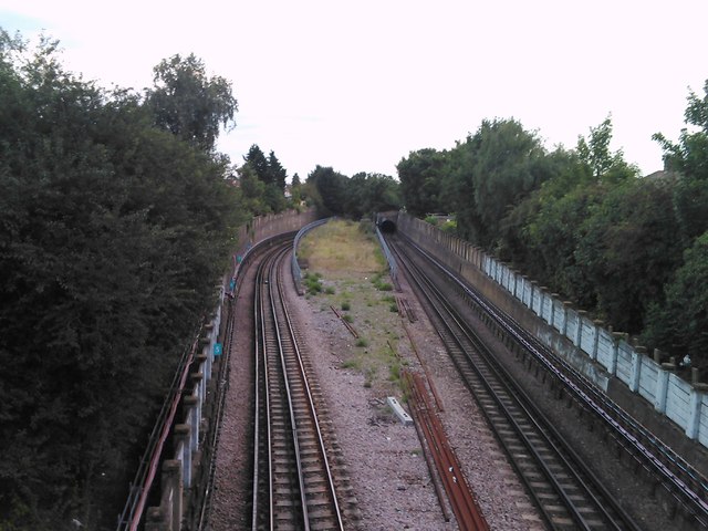 View of the Central line tracks outside Newbury Park station