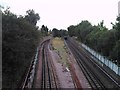 View of the Central line tracks outside Newbury Park station