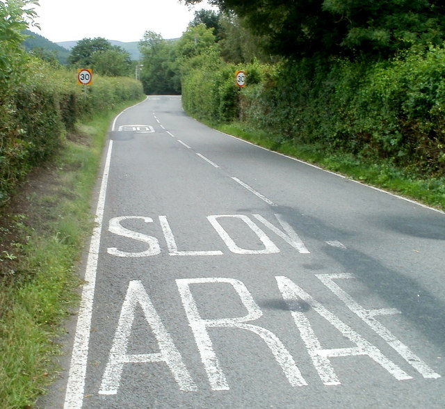Slow down on the approach to residential Talybont-on-Usk