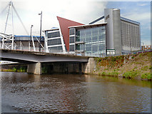ST1775 : River Taff, Wood Street Bridge and Millennium Plaza, Cardiff by David Dixon