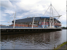 ST1776 : River Taff, Cardiff Arms Park and the Millennium Stadium, Cardiff by David Dixon