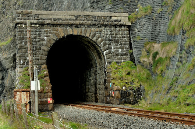 Downhill railway tunnel
