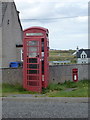 NB4358 : Galson: postbox № HS2 74 and phone by Chris Downer