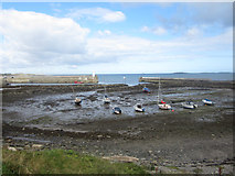 NU2232 : Boats on the mud in Seahouses Harbour by Graham Robson