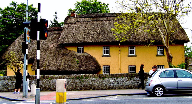 Adare - Main Street (N21) - Large Yellow Thatched-Roof House 