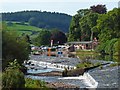 SO0328 : Weir on the River Usk at Brecon by Robin Drayton