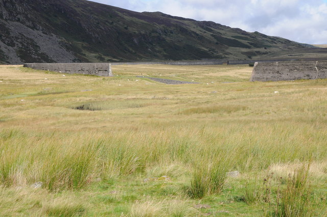 The breached Cwm Eigiau dam