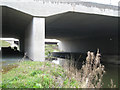 SP2186 : River Blythe below motorway bridges by Robin Stott