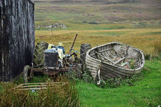 Old tractor and boat at Earlish