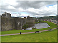 ST1586 : Caerphilly Castle and Moat by David Dixon