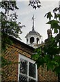 Mortlake parish church: weather-vane, lantern, and vestry house