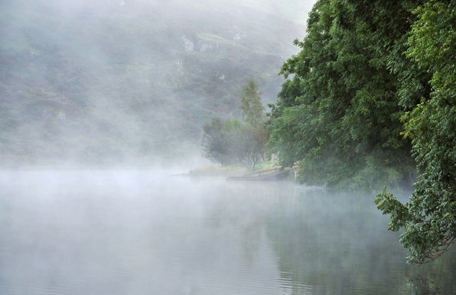 Shoreline of Loch Nell in the mist