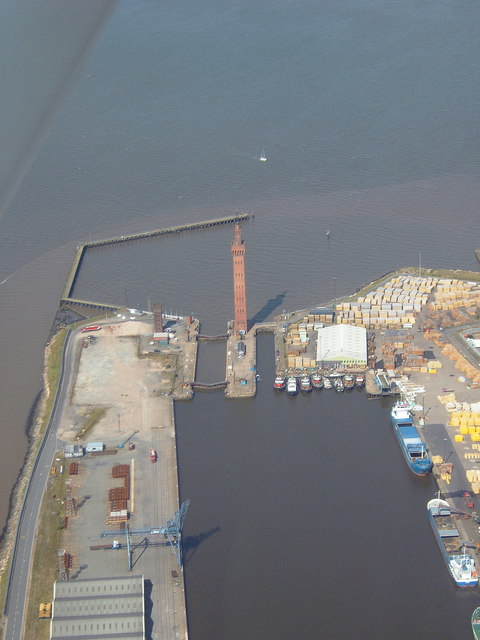 Grimsby Royal Dock and Dock Tower 2007 (aerial)