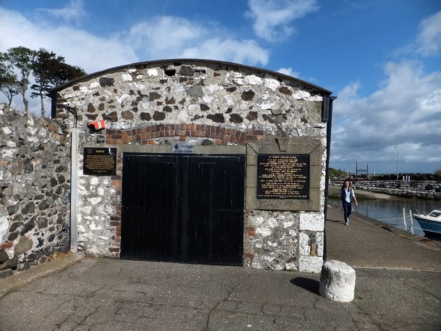 Carnlough boathouse on the harbour