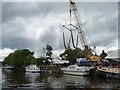 SO8169 : Boat crane at Stourport Marina by Christine Johnstone