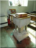 SY8093 : St Laurence, Affpuddle: font by Basher Eyre