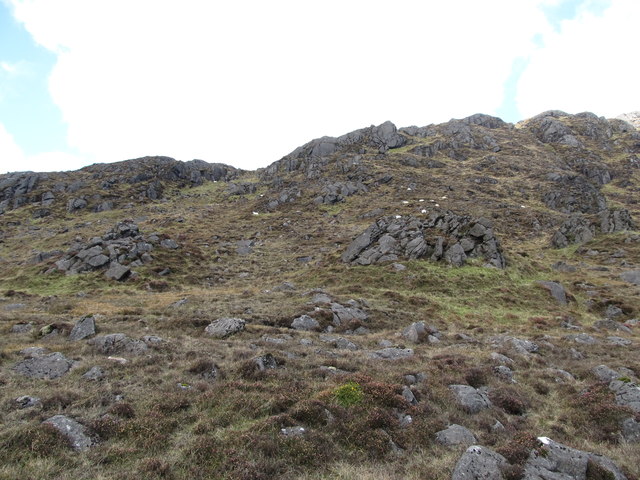 Rock outcrops on the upper, southern, slopes of Slieve Foye