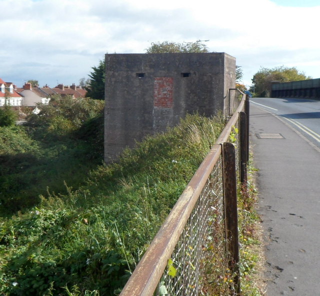 Pillbox on the west side of  Westonzoyland Road railway bridge,  Bridgwater