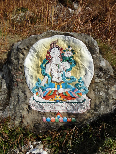 Rock paintings by the Tibetan  Buddhists