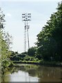 SO8456 : Football floodlights and mobile phone mast by Christine Johnstone