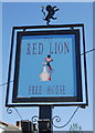 Inn sign of the Red Lion, St Kew Highway