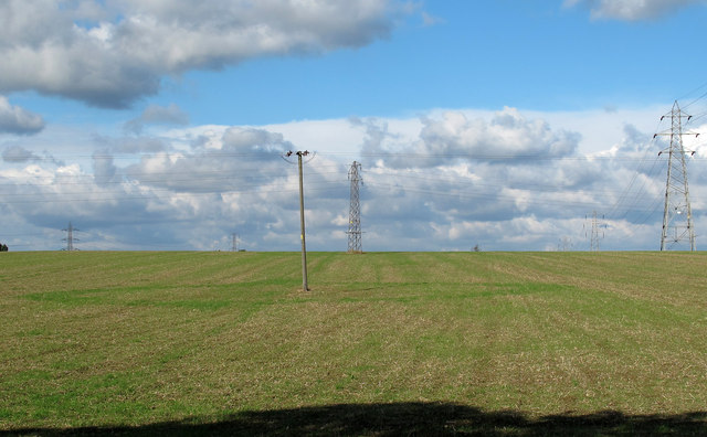 Arable field with pylons © Roger Jones cc-by-sa/2.0 :: Geograph Britain ...