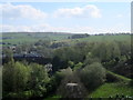 Train crossing Slaithwaite viaduct