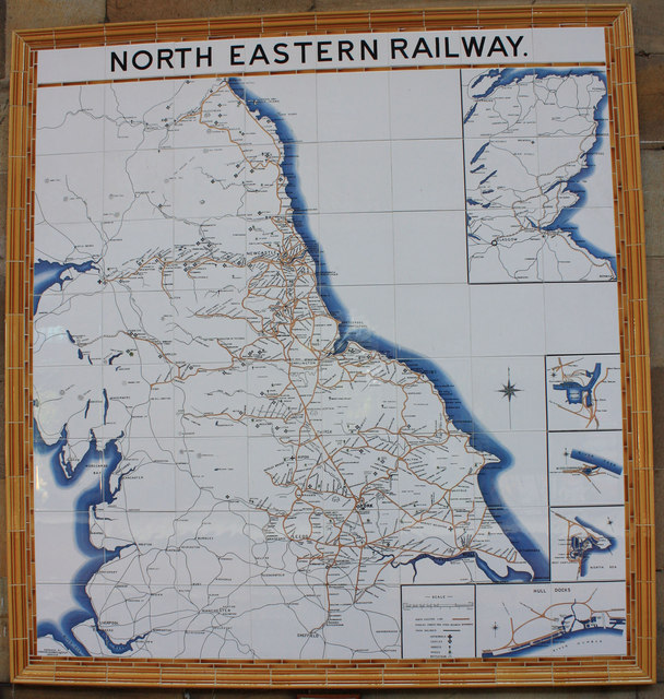 Tiled map of the North Eastern Railway routes