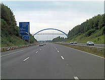 SX9693 : M5 crossed by the spectacular Redhayes Bridge by Stuart Logan