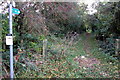 Bridleway signpost at the end of Dorcas Lane