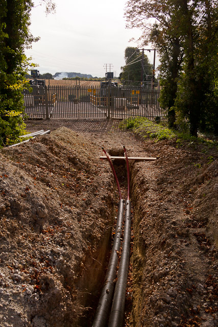 New 11KV cables being buried at... © Peter Facey cc-by-sa/2.0 ...