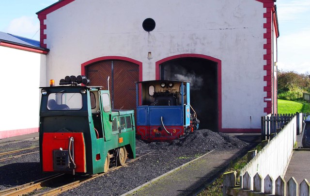 Giant's Causeway & Bushmills Railway -  "Rory" and "Shane" by engine shed at Giant's Causeway station
