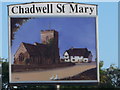 Close-up of Chadwell St Mary village sign