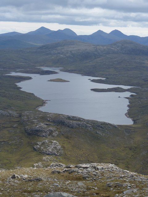 Loch Gruineabhat from Suaineabhal the Harris hills in the background