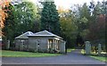 Lodge and entrance gates to Mitford Hall