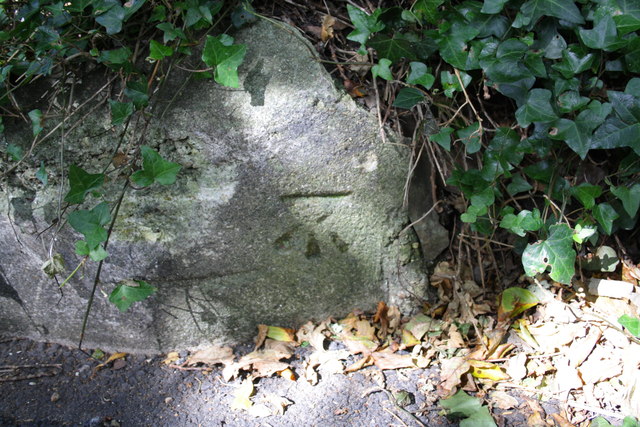 Benchmark on low wall of Colway Lane