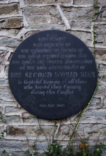 World War II Memorial Plaque, Brookside Square, Knighton, Powys