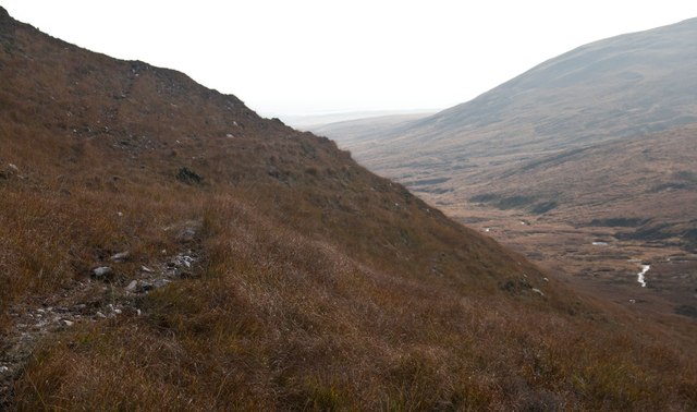Faint track on lower, western slopes of Beinn Bheigier, Islay