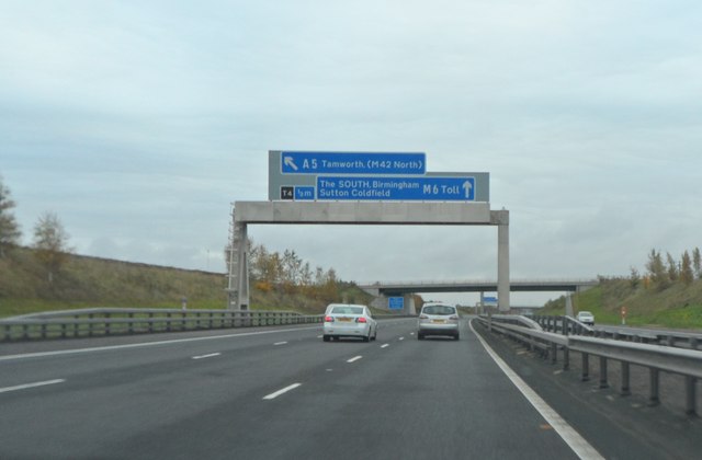 Approaching Junction T4 On The M6 Toll © Anthony Parkes :: Geograph 