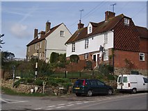 TQ8455 : Houses at the corner of Pilgrim Way and Upper Street, Hollingbourne by Bikeboy
