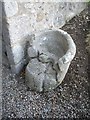 NJ8715 : Cupstone (?) at the door of the old Chapel of St Fergus by Stanley Howe