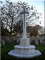 NJ8715 : Memorial cross in the Commowealth War Graves enclosure at Dyce by Stanley Howe