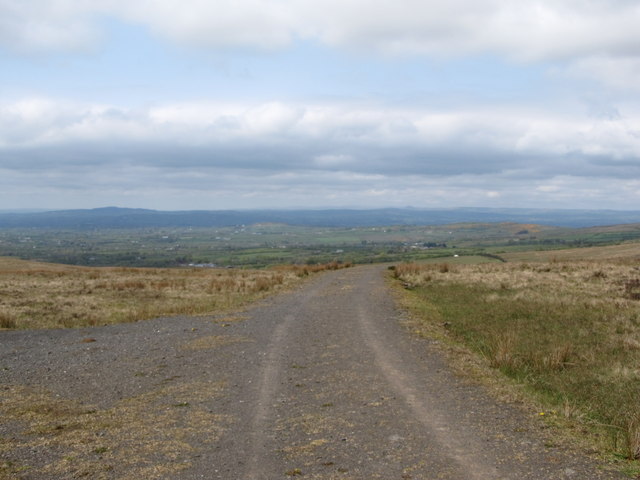 View northwards along track in the col between Divis and Armstrong Hill